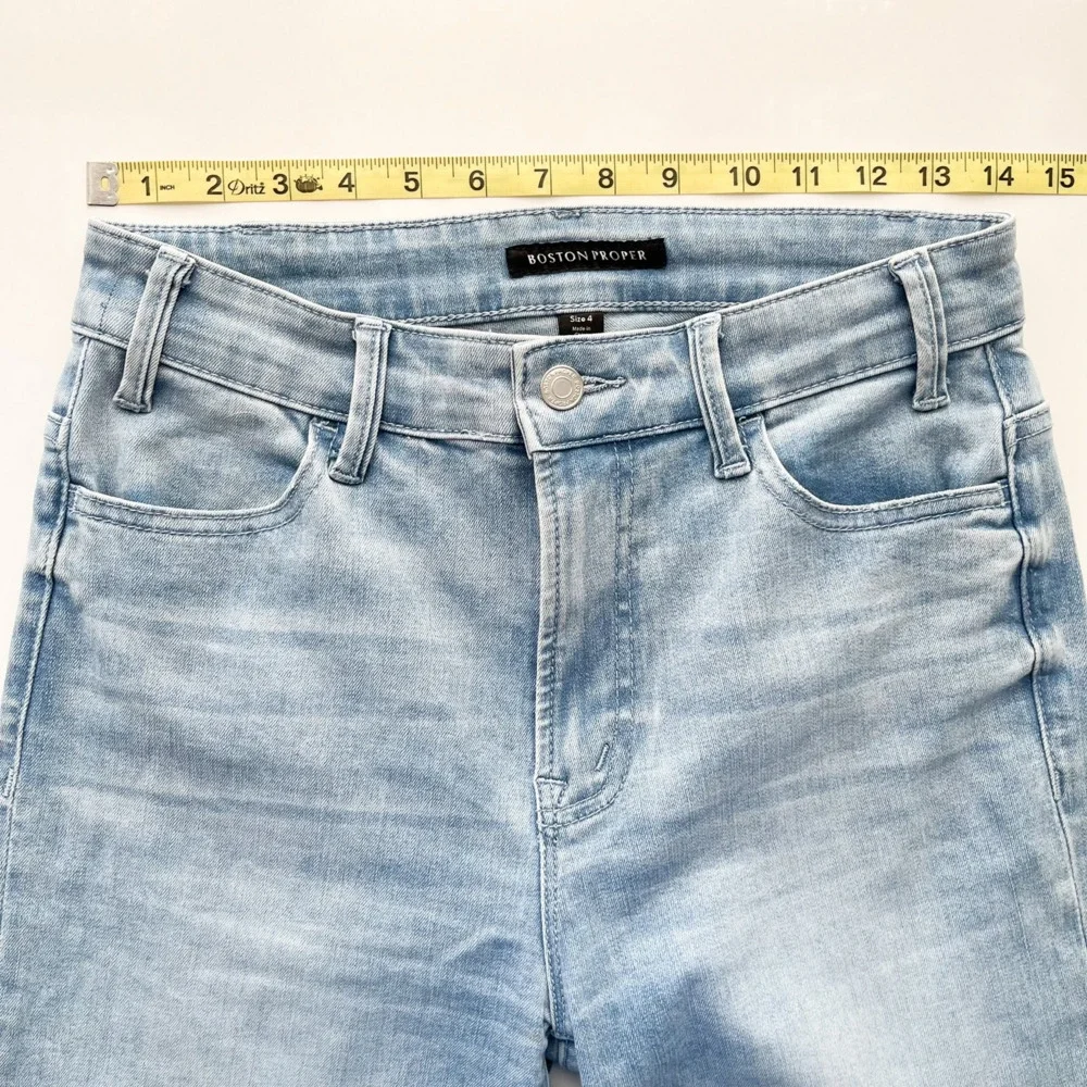 Boston Proper Cropped Denim‎ Jeans High Rise Wide Leg Light Wash Womens 4